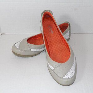 Clarks Privo Women's Size 10 M White Taupe Slip On Flats Comfort
